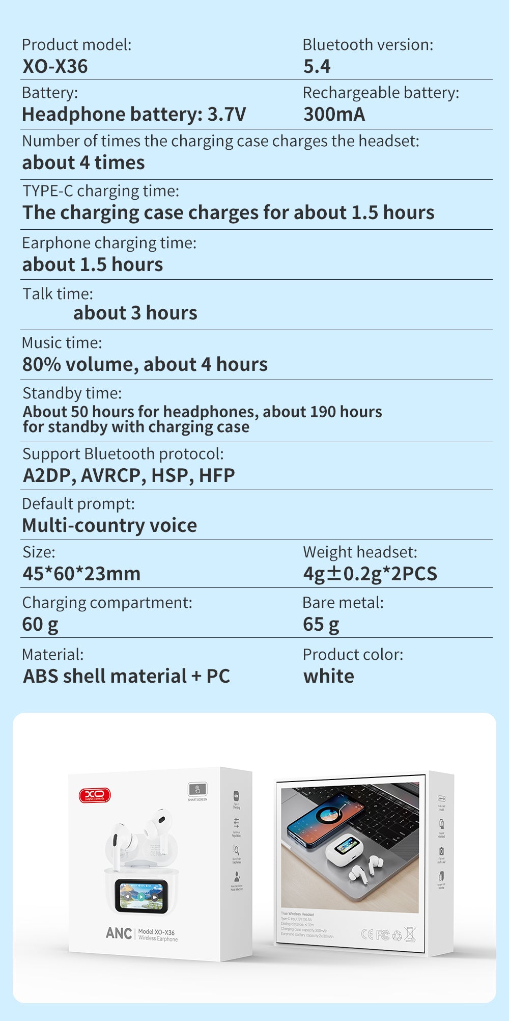 Auriculares Bluetooth XO-X36 Pro