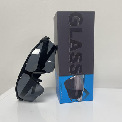Gafas Inteligentes deportivas IA - Audio, llamadas, asistente de voz, control de cámara. Montura negra, lentes plateadas