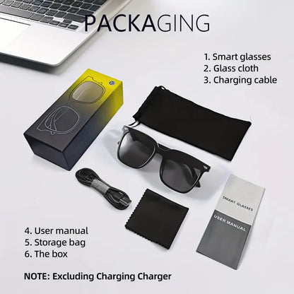 Gafas inteligentes de sol IA - Audio, traducción, asistente de voz, multifunción UF-12