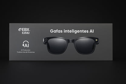 Gafas Inteligentes AI 4K Ultra HD EBOX – Cámara 8MP, Video, Traducción IA y Música Bluetooth