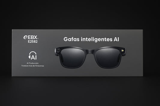 Gafas Inteligentes AI 4K Ultra HD EBOX – Cámara 8MP, Video, Traducción IA y Música Bluetooth