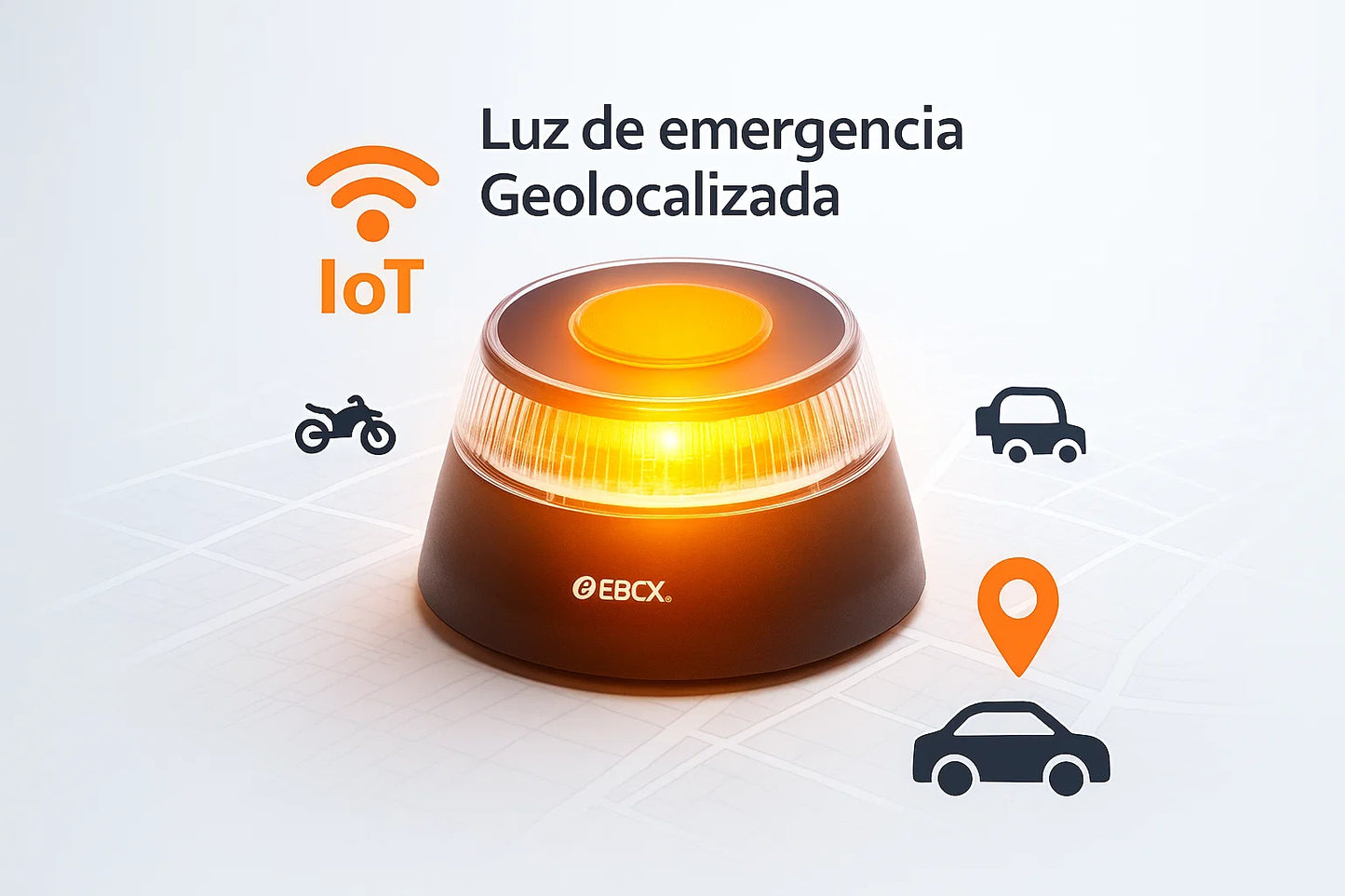 Baliza de Emergencia Inteligente V16 IoT – Luz de Seguridad Vial Certificada (EBOX)